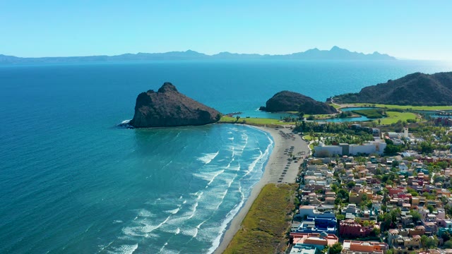 LORETO BCS MEXICO-2020: Coastal Town with Waves and Rocky Outcrops