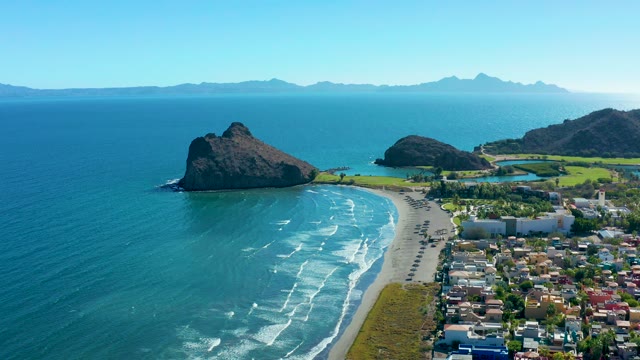 LORETO BCS MEXICO-2020: Coastal Road Traffic and Oceanfront Beach