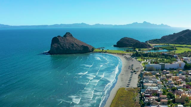 LORETO BCS MEXICO-2020: Coastal Road with Beach and Rocky Outcrop