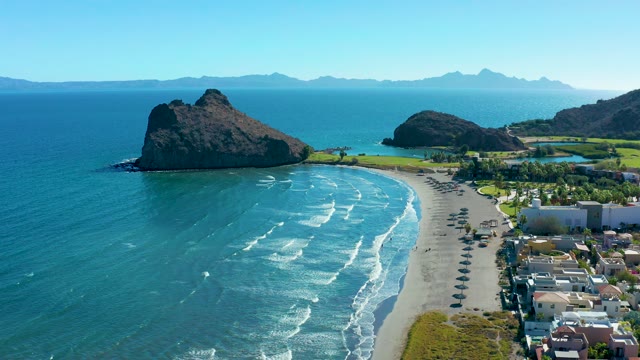 LORETO BCS MEXICO-2020: Coastal Rock Formation and Sandy Beach Scene