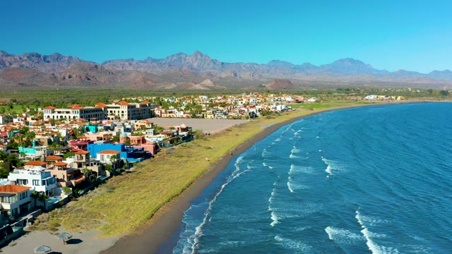 LORETO BCS MEXICO-2020: Coastal Town, Sandy Beach, and Distant Mountains