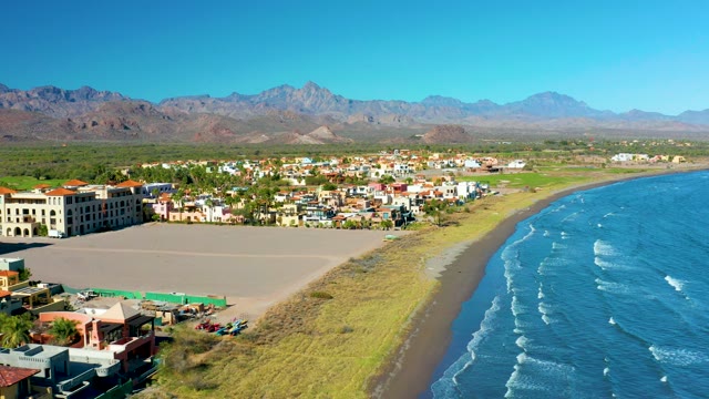 LORETO BCS MEXICO-2020: Coastal Town and Beach with Mountain Backdrop