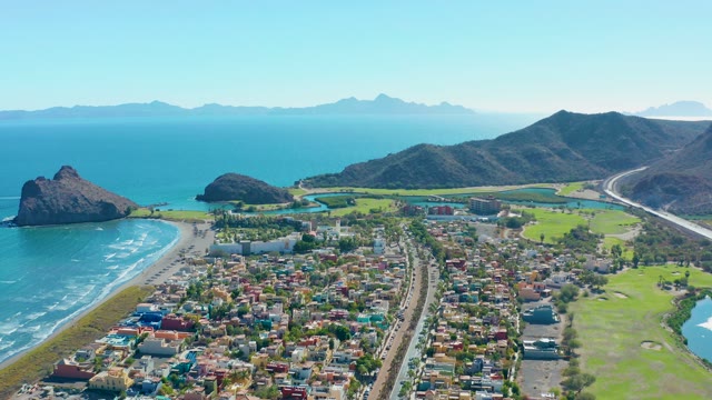 LORETO BCS MEXICO-2020: Coastal Residential Area with Golf Course and Road Traffic