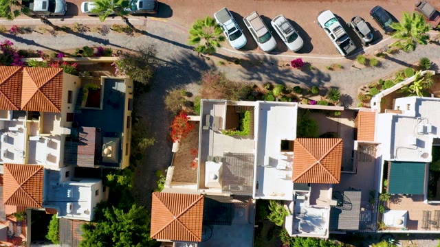 LORETO BCS MEXICO-2020: Residential Street with Parked Cars and Red-tiled Roofs
