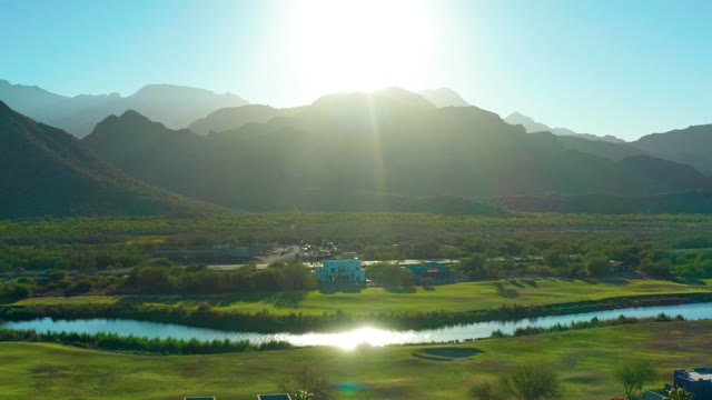 LORETO BCS MEXICO-2020: Sunlit River Winding Through Mountain Valley