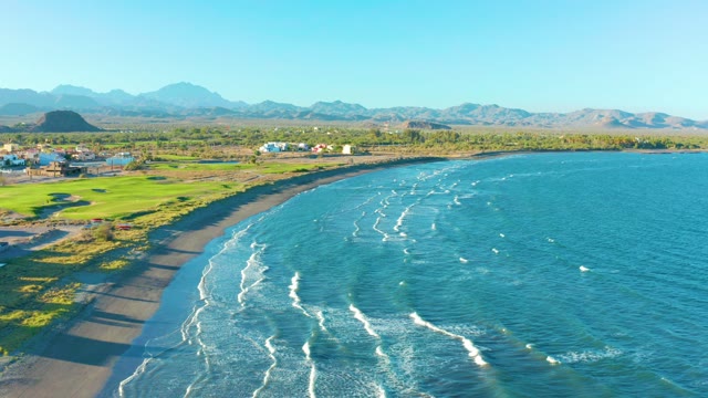 LORETO BCS MEXICO-2020: Gentle Ocean Waves on a Dark Sand Beach