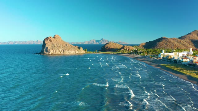 LORETO BCS MEXICO-2020: Waves Moving Near Coastal Rock Formation