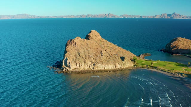 LORETO BCS MEXICO-2020: Gentle Waves Lapping at Rocky Shore and Island