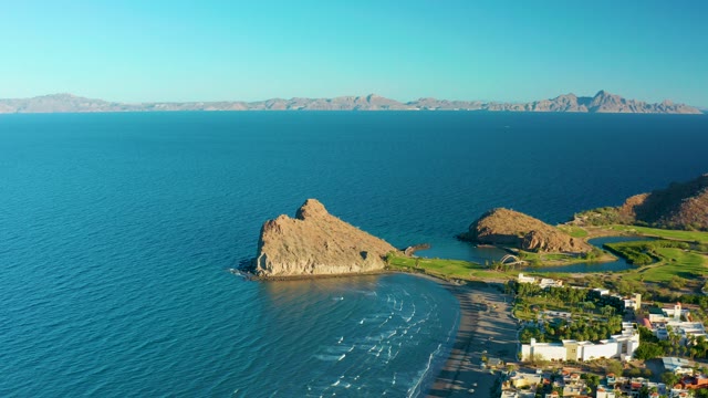 LORETO BCS MEXICO-2020: Gentle Ocean Waves at Rocky Coastline