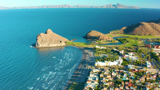 LORETO BCS MEXICO-2020: Rocky Coastline with Beach and Town