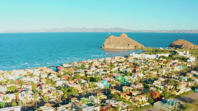 LORETO BCS MEXICO-2020: Coastal Town with Colorful Buildings and Ocean