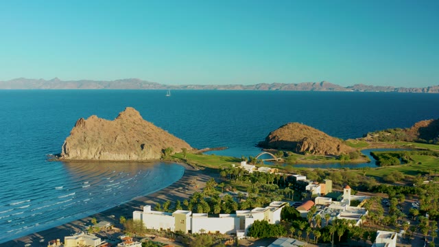 LORETO BCS MEXICO-2020: Coastal Shadow Gliding Over Beach and Rocky Island