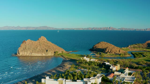 LORETO BCS MEXICO-2020: Waves Rolling Along a Rocky Coastline Beach
