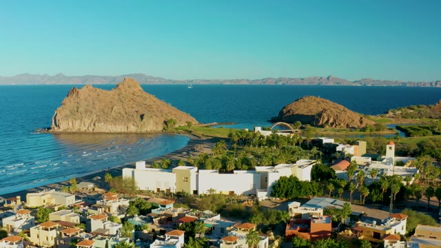LORETO BCS MEXICO-2020: Coastal Town with Rocky Outcrop and Beach