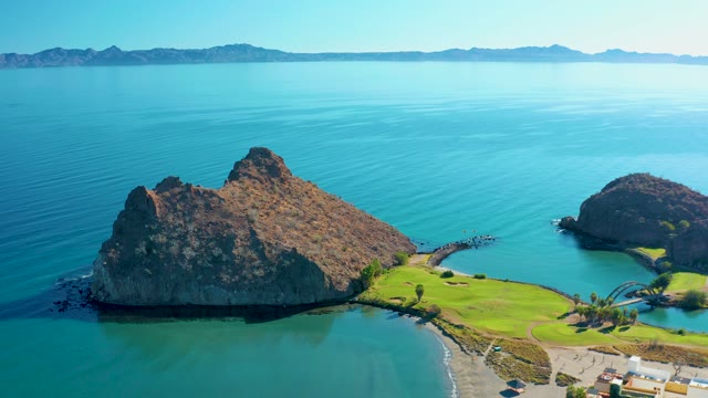 LORETO BCS MEXICO-2020: Rocky Coastal Islands with Green Shore and Calm Ocean