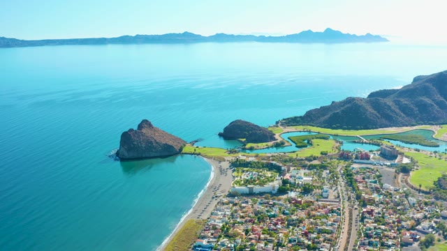 LORETO BCS MEXICO-2020: Gentle Ocean Waves Along Coastal Town