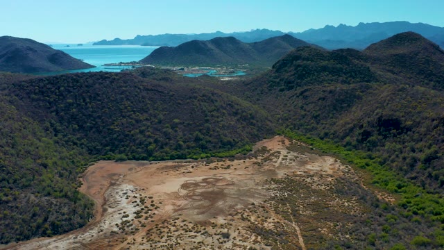 LORETO BCS MEXICO-2020: Dry Valley Floor with Coastal Hills and Ocean
