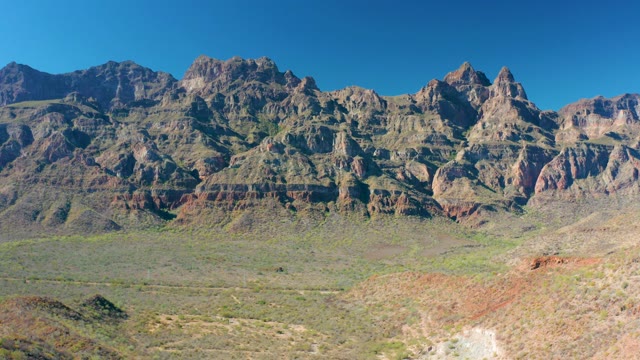 LORETO BCS MEXICO-2020: Rugged Layered Mountain Range Over a Valley