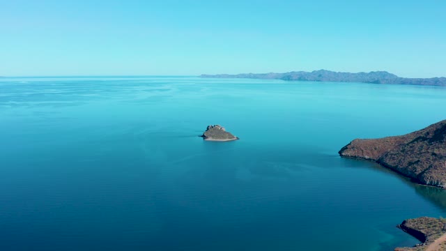 JUNCALITO BCS MEXICO-2020: Rocky Island in Calm Blue Ocean Waters