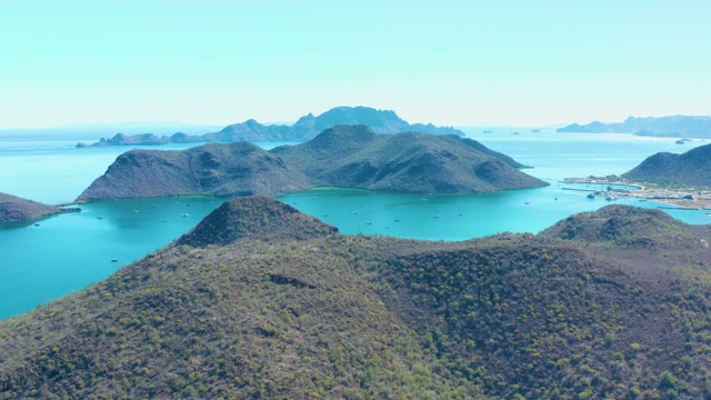 JUNCALITO BCS MEXICO-2020: Hilly Islands with Turquoise Water and Distant Settlements