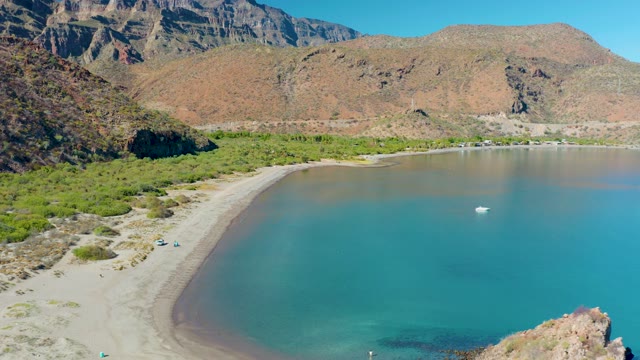 JUNCALITO BCS MEXICO-2020: Sandy Bay with Turquoise Water and Mountain Backdrop