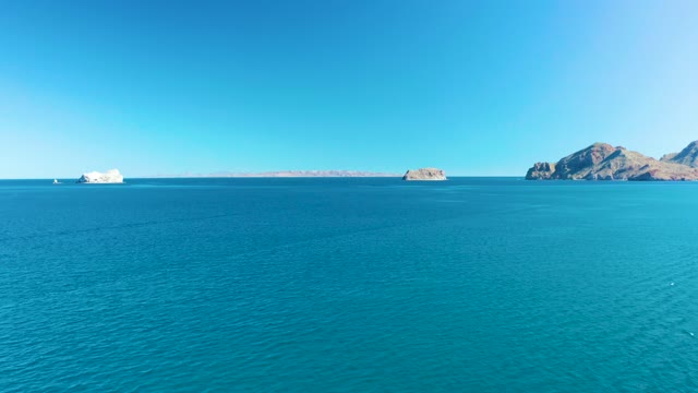 LIGUI BCS MEXICO-2020: Calm Turquoise Ocean with Distant Rocky Islands