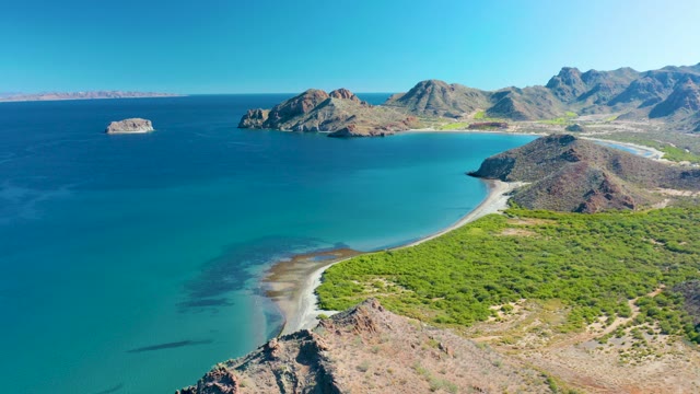 LIGUI BCS MEXICO-2020: Coastal Beach with Turquoise Water and Rocky Hills