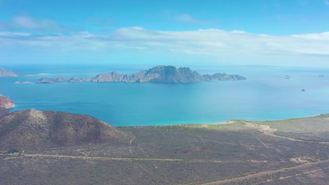 PUERTO ESCONDIDO BCS MEXICO-2020: Coastal View of Rocky Islands and Clear Blue Waters