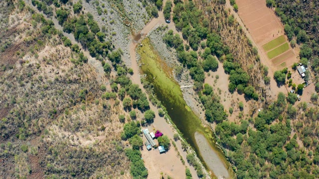 SAN JAVIER BCS MEXICO-2020: Rural Water Canal in Arid Landscape