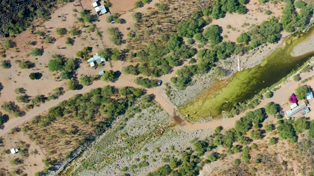 SAN JAVIER BCS MEXICO-2020: Canal Water Flowing Through Dry Terrain