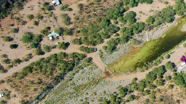 SAN JAVIER BCS MEXICO-2020: Arid Landscape with Shifting Structures and Green Field