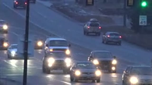WESTMINSTER COLORADO-2015: Traffic In A Road Cars Truck Street Rain Snow Winter