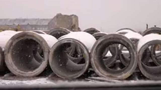 WESTMINSTER COLORADO-2015: Old Grounds Full Of Cement Piping On A Snowy Day