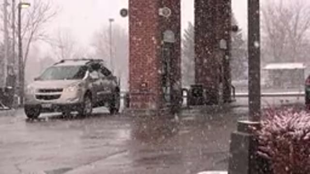 WESTMINSTER COLORADO-2015: Heavy Snowing At A Local Gas Station