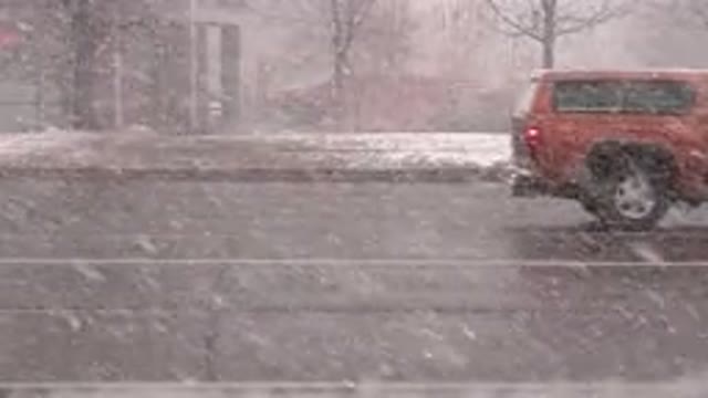 WESTMINSTER COLORADO-2015: Snow Falling And Blowing On A Grey Winter Day While