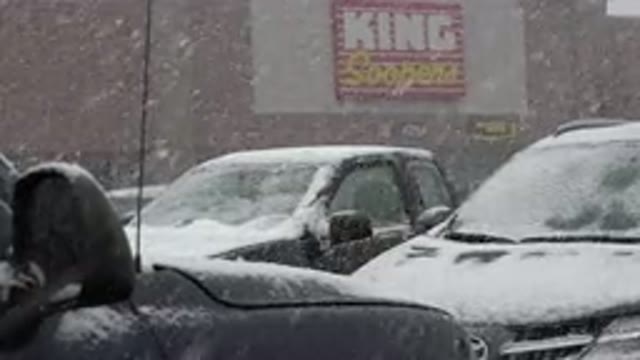 WESTMINSTER COLORADO-2015: Heavy Winter Snow Storm Falling On Cars And Trucks In