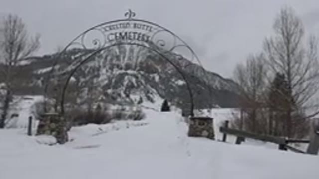 CRESTED BUTTE COLORADO-2015: An Old Fashioned Gate at a Snowy Cemetery