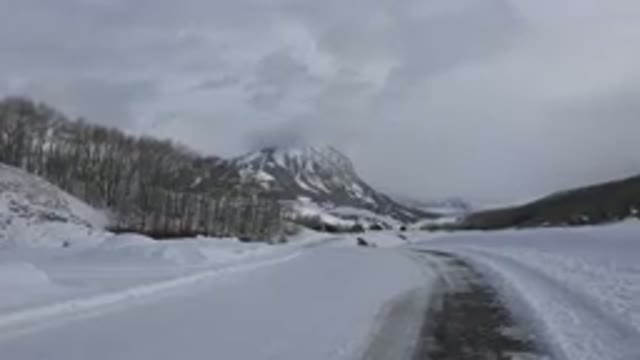 CRESTED BUTTE COLORADO-2015: Snowy Road In The Mountains