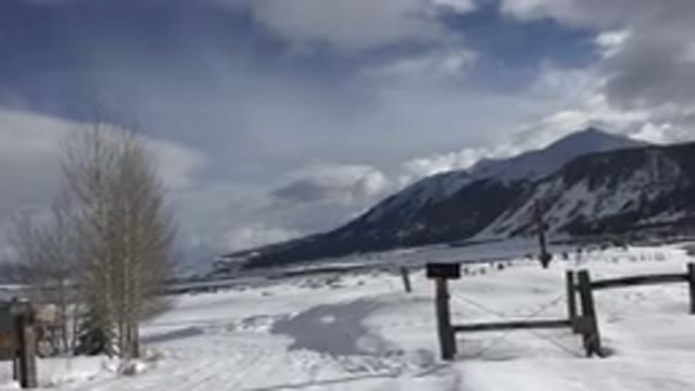 CRESTED BUTTE COLORADO-2015: Clip Of A Cold Landscape With A Mountain In The Background