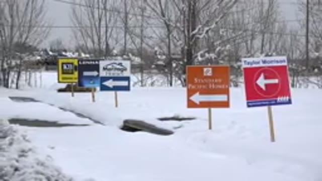 ARVADA COLORADO-2015: Road Signs With Trees And A Snow Covered Field