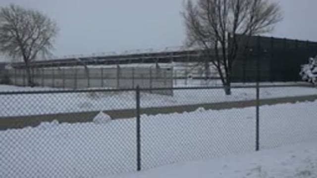 ARVADA COLORADO-2015: Fenced Off Area With Road Trees And Snow
