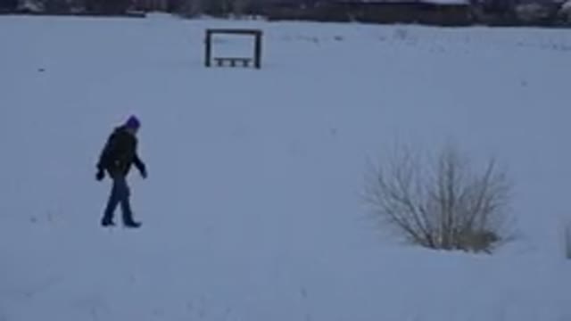 ARVADA COLORADO-2015: Adult Man And Two Dogs Walking Through A Road Covered In Snow
