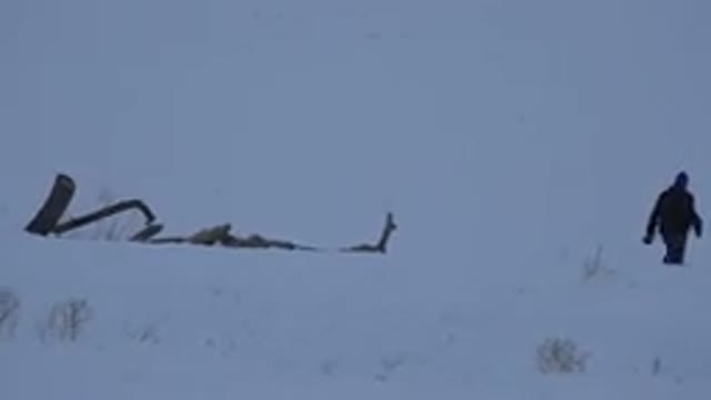 ARVADA COLORADO-2015: Man Walking Alone Through A Snow-Covered Field