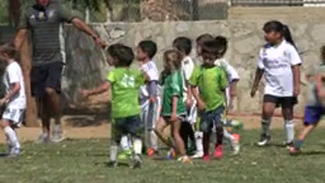SAN JOSE DEL CABO MEXICO-2019: Enthusiastic Children Playing Football in a Green Field