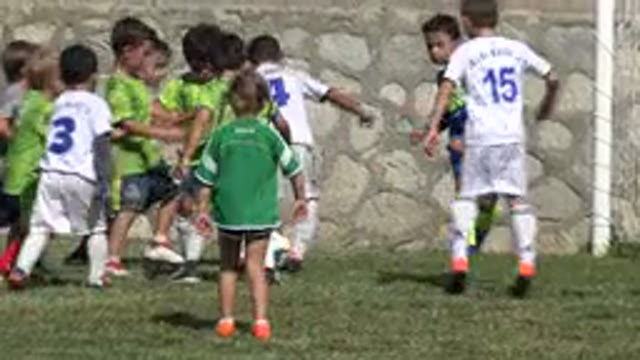 SAN JOSE DEL CABO MEXICO-2019: Kids Play Football Near Giant Stone Wall With Goal