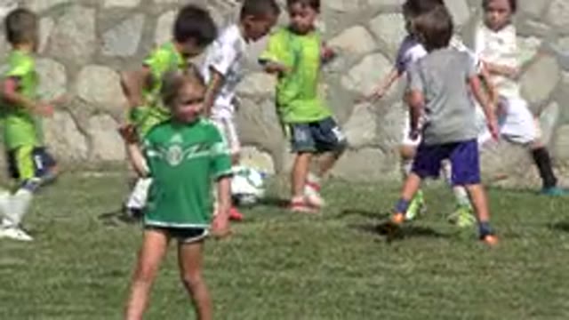 SAN JOSE DEL CABO MEXICO-2019: Little Kids Playing Soccer On A Clean And Green
