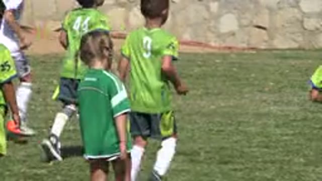 SAN JOSE DEL CABO MEXICO-2019: Little Girl Upset On The Soccer Field While Her Teammates Play