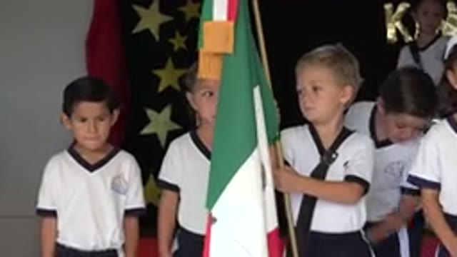 SAN JOSE DEL CABO MEXICO-2019: Little Boys Prepare To Open A School Program