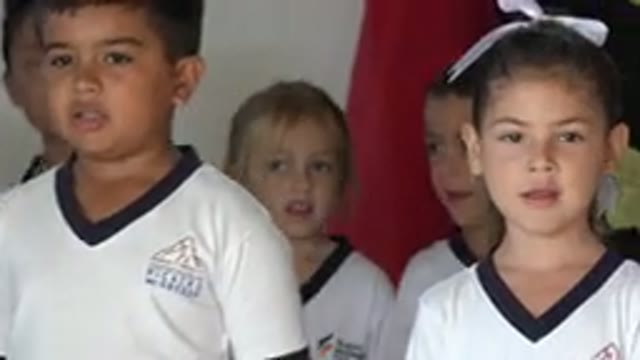 SAN JOSE DEL CABO MEXICO-2019: Kids In Uniforms Standing And Singing A Song
