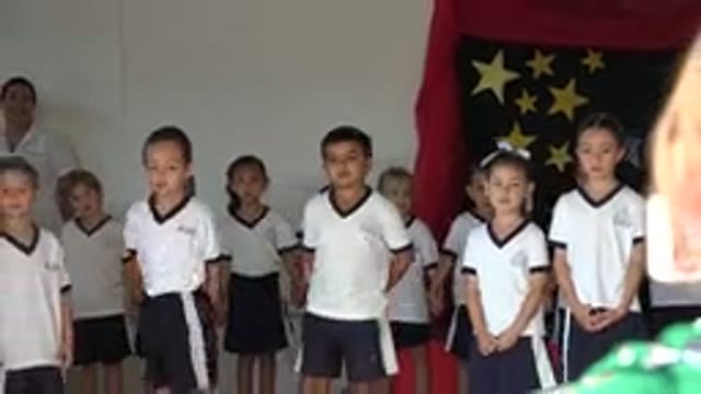 SAN JOSE DEL CABO MEXICO-2019: Young Children In Uniforms Singing And Swaying In Classroom